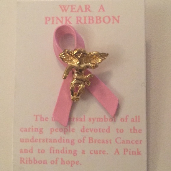Fashion Jewelry | Jewelry | New Small Gold Tone Angel Pink Ribbon Pin ...